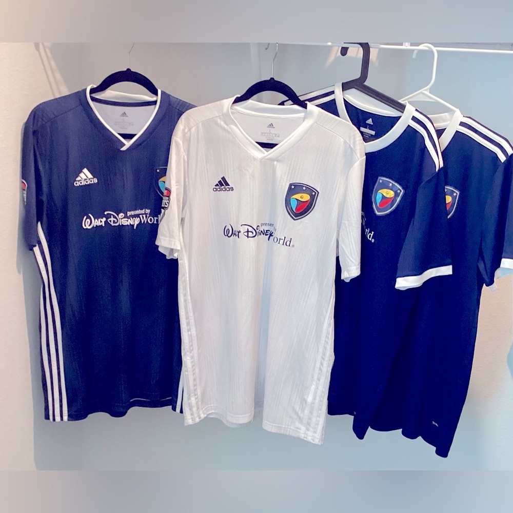 Adidas adult Navy and White Soccer Jerseys